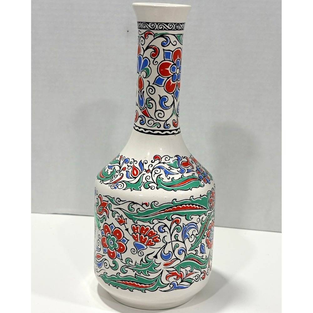 Metaxa Keramikos Athens Greece Ceramic Liquor Bottle Multi-Color Floral
